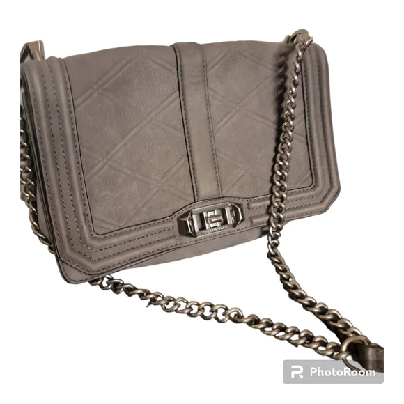 Rebecca Minkoff Grey Suede Shoulder Bag with Chain Strap - Picture 6 of 7